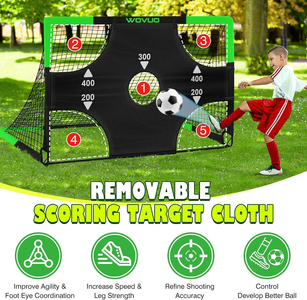 Kids Soccer Goals for Backyard Set of 2, 6x4 ft Portable Toddler Soccer Goal Training Equipment with Soccer Target
