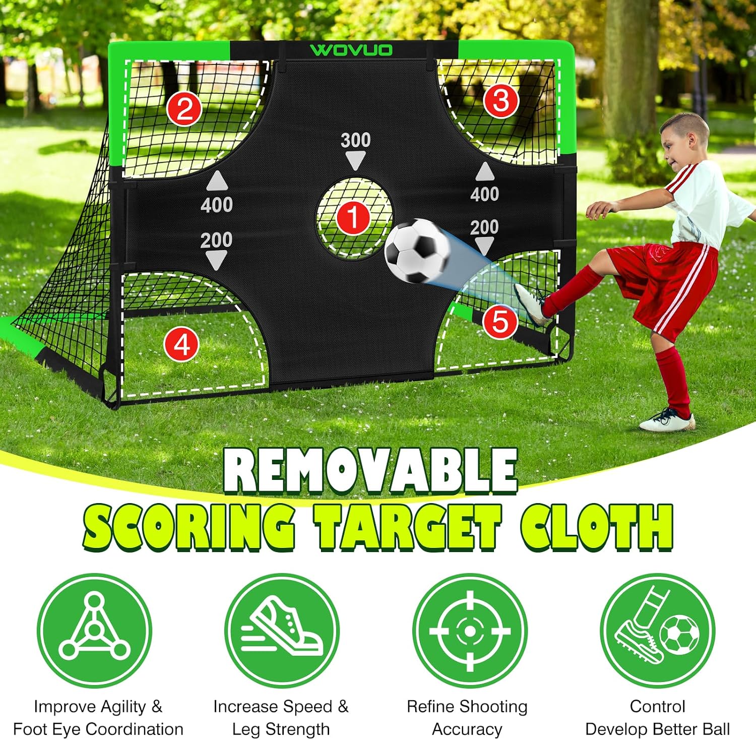 Kids Soccer Goals for Backyard Set of 2, 6x4 ft Portable Toddler Soccer Goal Training Equipment with Soccer Target