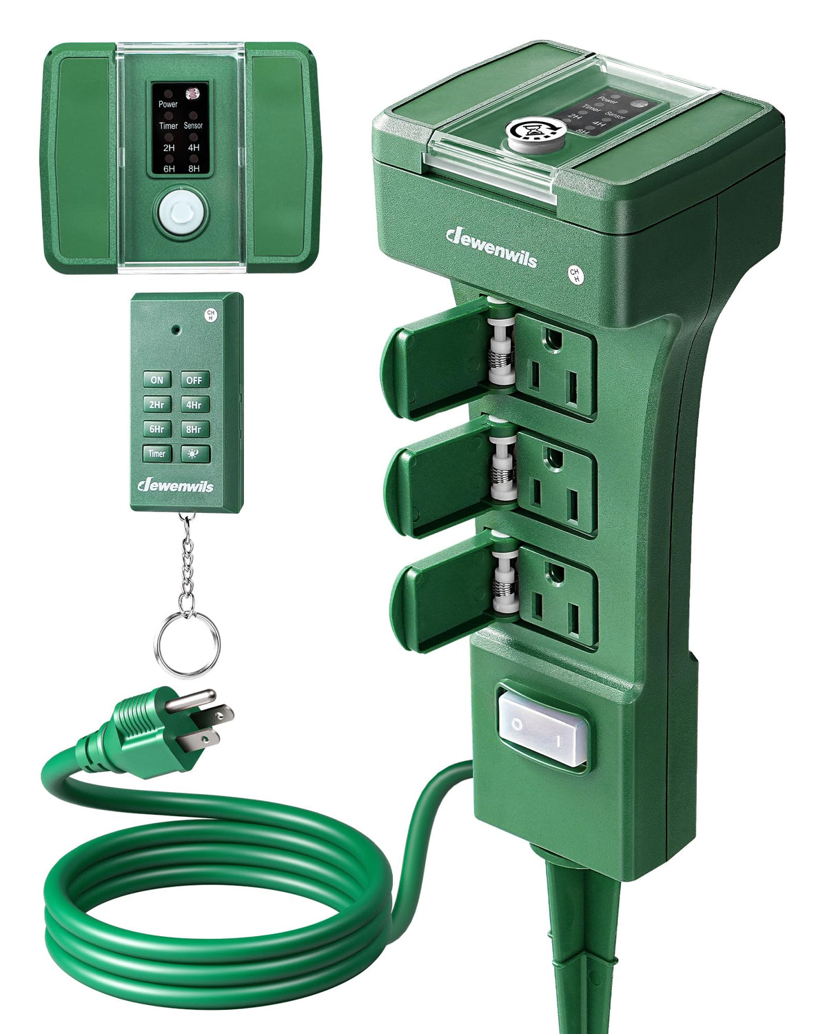 DEWENWILS Outdoor Power Stake Timer, Dusk to Dawn Timer with 6 Outlets