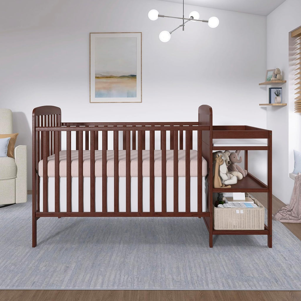 Anna 3-in-1 Full-Size Crib and Changing Table Combo in Espresso, Greenguard Gold Certified, Non-Toxic Finishes