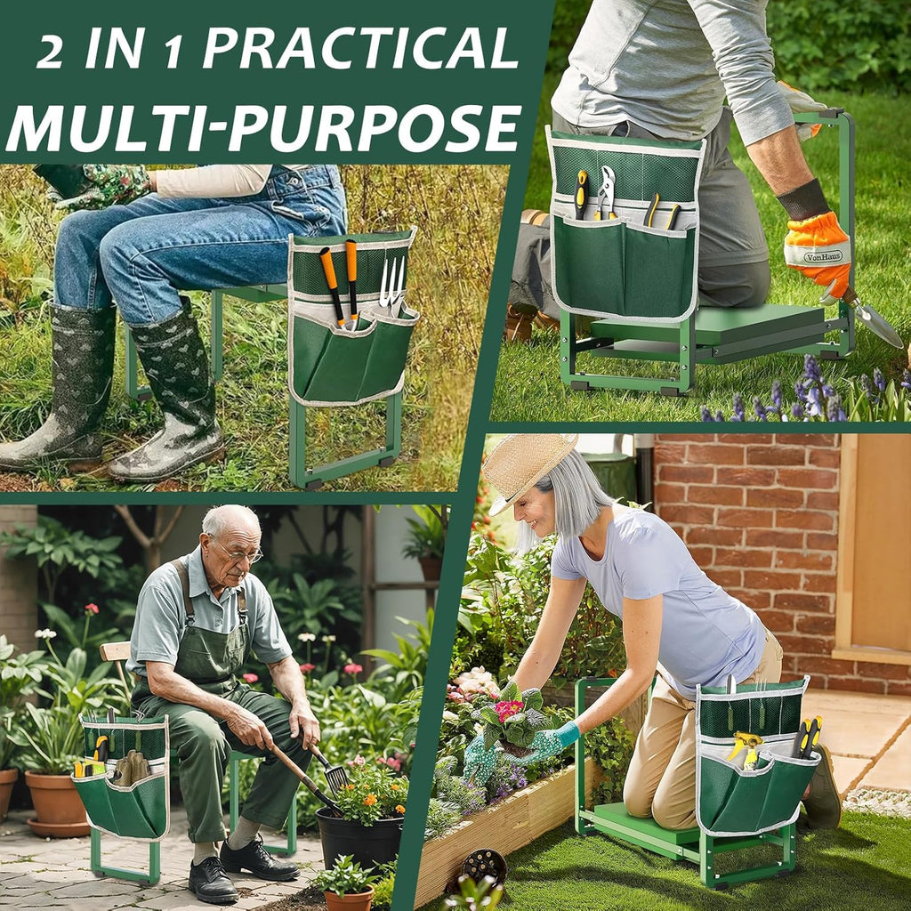 Garden Kneeler and Seat, 10.2" Wider Heavy Duty Thick Gardening Bench for Kneeling and Seat - Multifunctional Kneeler