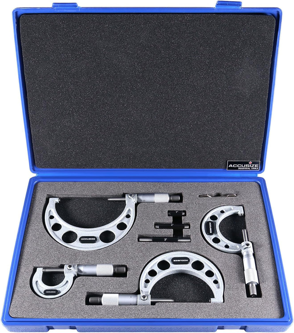 Accusize Outside Micrometer Set, 0-4in x 0.0001in, 4Pc, EG00-0904