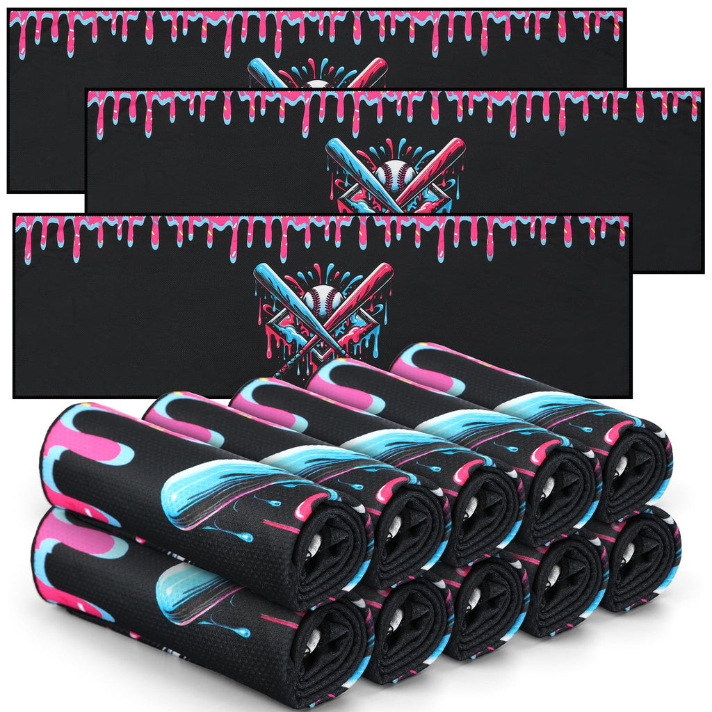 12 Pcs Baseball Cooling Towels Baseball Drip (Black)