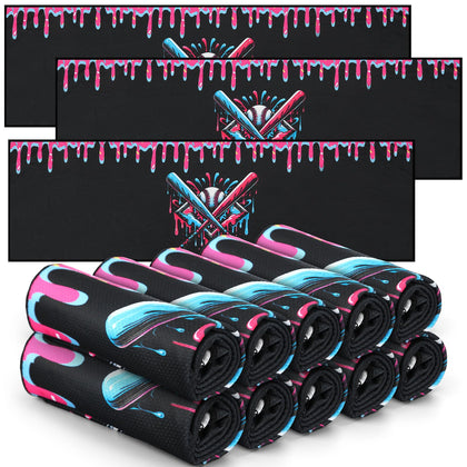 12 Pcs Baseball Cooling Towels Baseball Drip (Black)