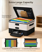 Black Fireproof Document Box with 2 Locks, 10 Hanging File Folders