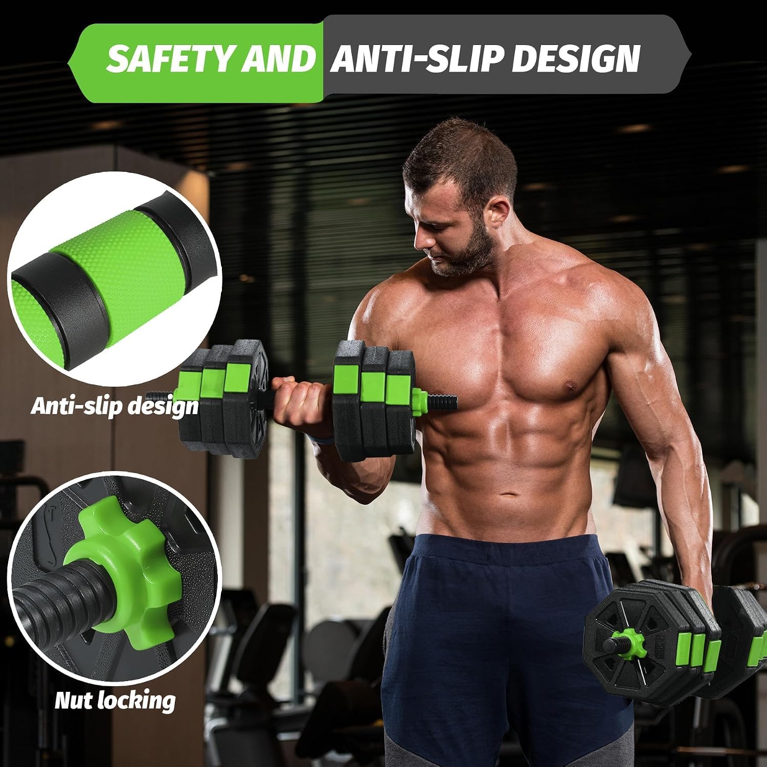 Adjustable Dumbbells, 44/66/88Lbs Free Weight Set with Connector, 4 In1 Weight Dumbbell Set Used As Kettlebells