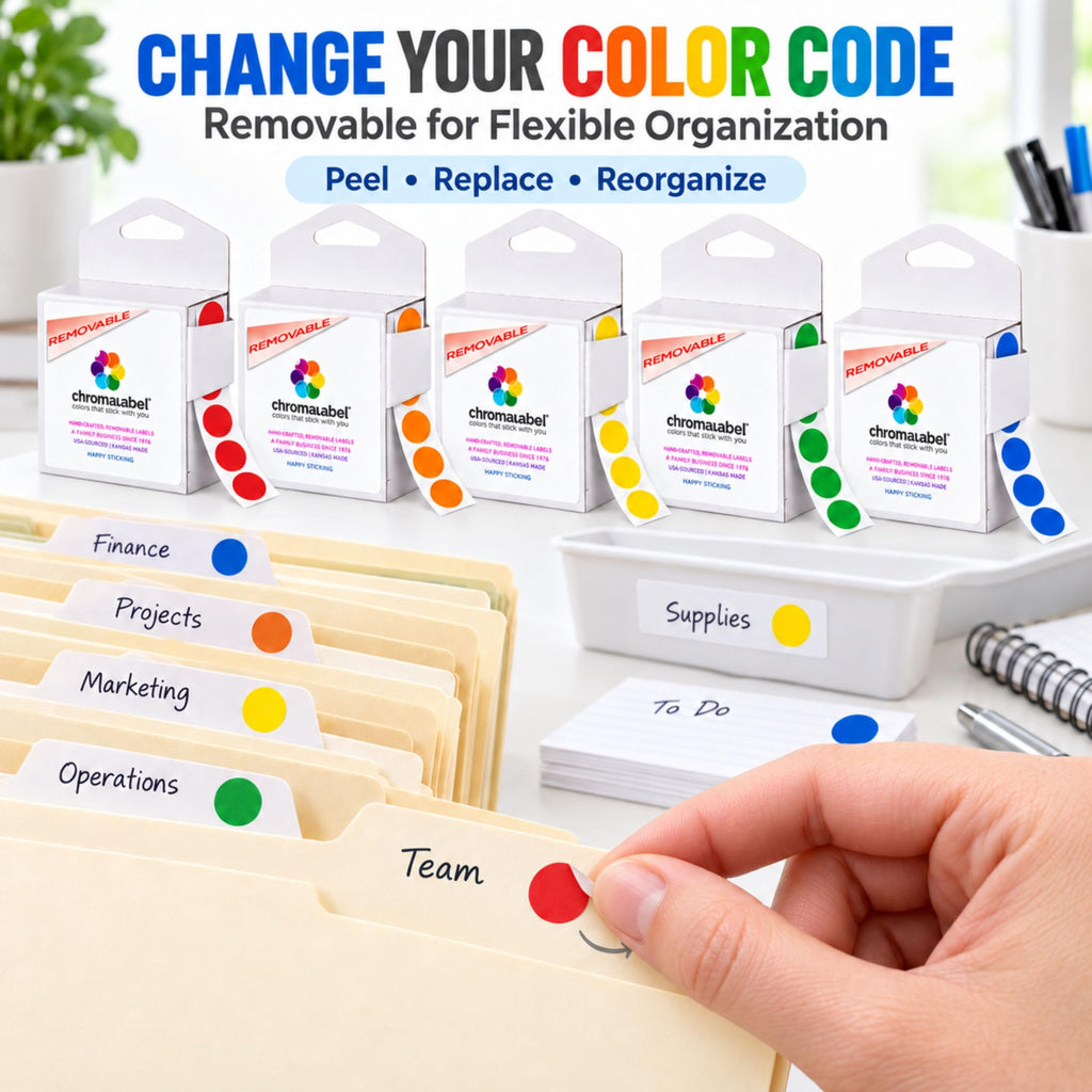 Removable Dot Stickers, 1/2 Inch, 5 Colors, 5,000 Total
