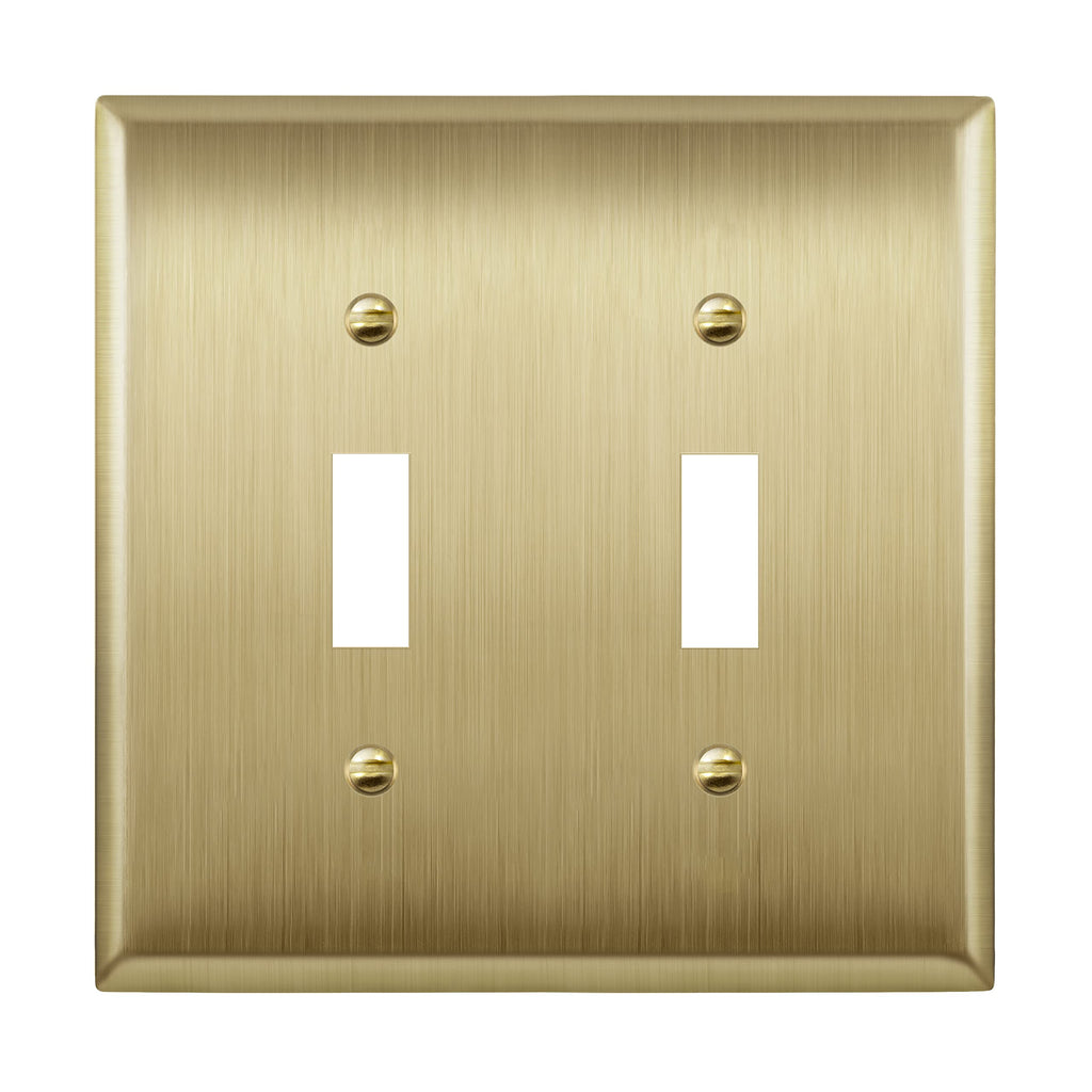 LIDER Toggle Light Switch Metal Wall Plate, Mid-Size 2-Gang 4.88" x 4.92"