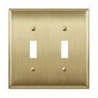 LIDER Toggle Light Switch Metal Wall Plate, Mid-Size 2-Gang 4.88" x 4.92"