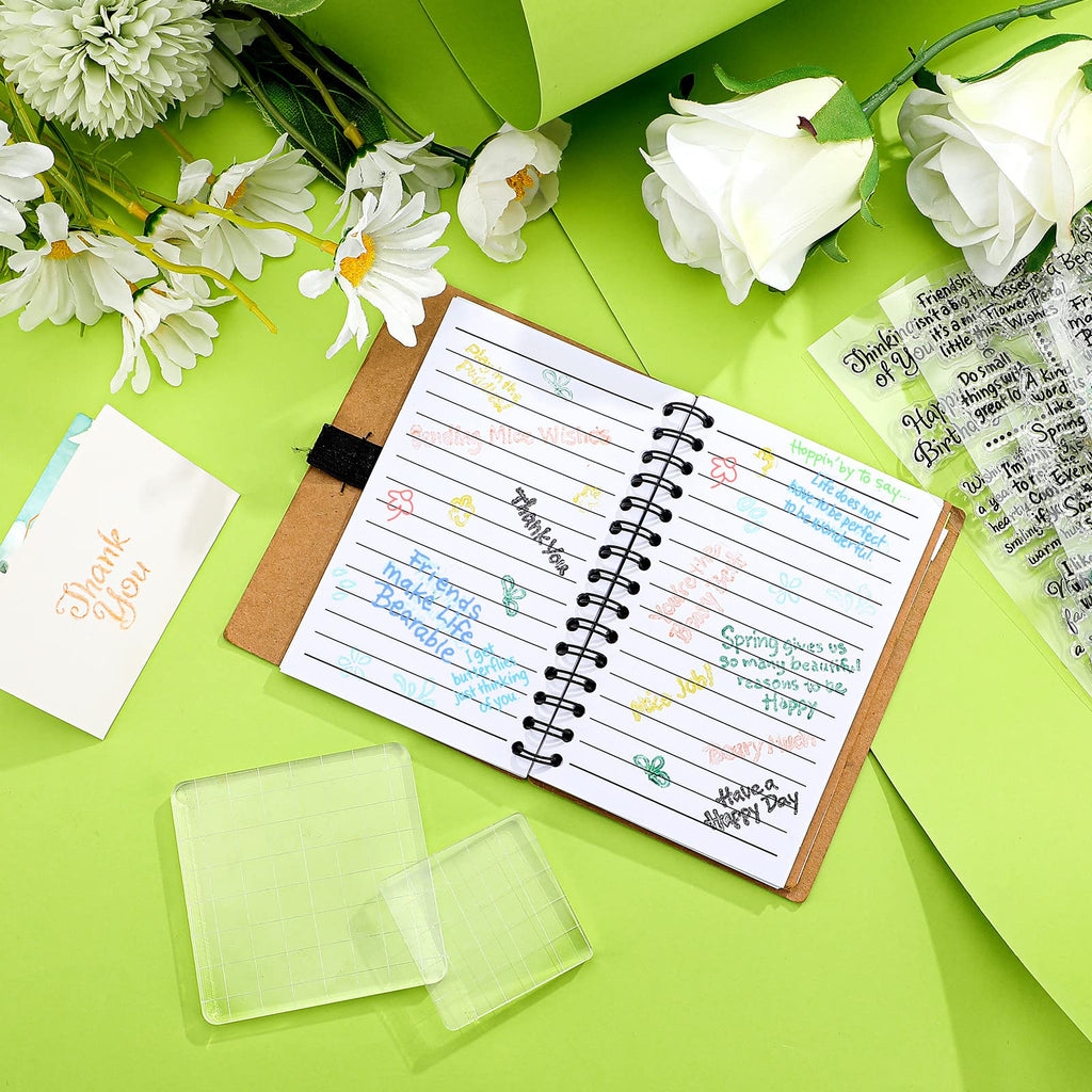 4 Sheet Sentiments Rubber Clear Stamps Set for Card Making and DIY