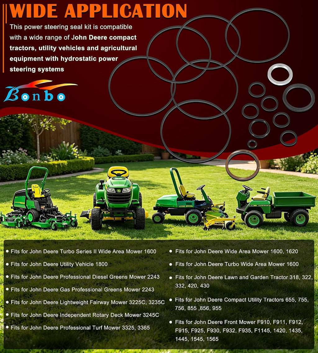 AM107078 Power Steering Control Unit Universal Seal Kit Fits for John Deere Lawn and Garden Tractors 318, 322, 332
