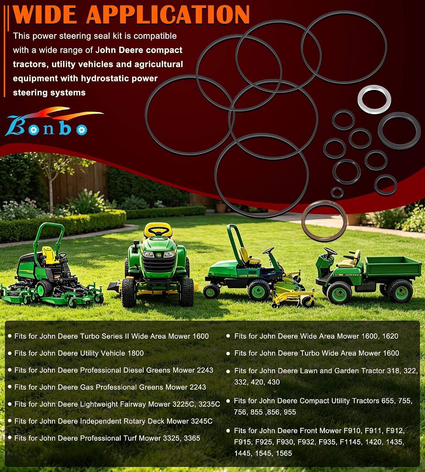 AM107078 Power Steering Control Unit Universal Seal Kit Fits for John Deere Lawn and Garden Tractors 318, 322, 332