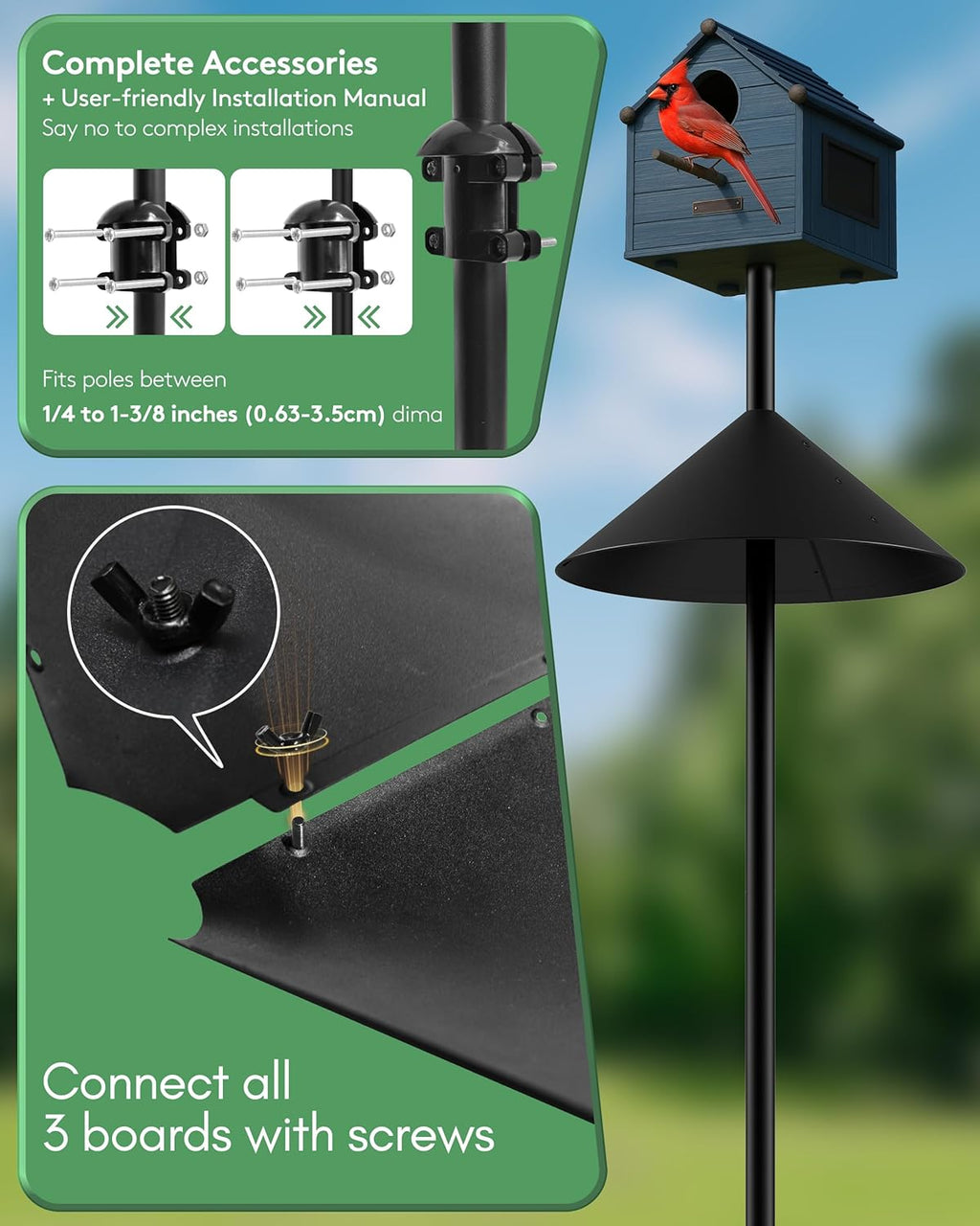 19 Inch Metal Squirrel Baffle for Bird Feeder Pole