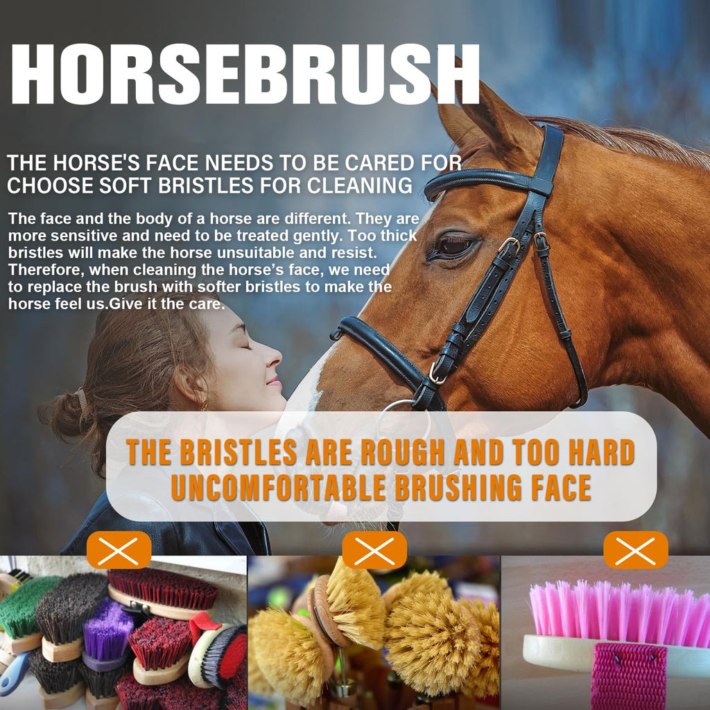 Soft Wool Horse Face Brush Flexible Horse Brush for Grooming