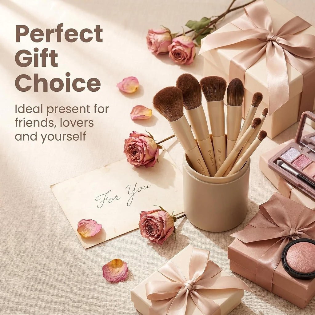 Professional Makeup Brush Set with Travel Case, Soft Synthetic Face & Eye Brushes for Foundation, Concealer, Powder