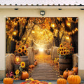 Fall Photo Garage Door Cover Decorations, Autumn Forest Scenery Maple Leaves Pumpkins Sunflowers Farm Harvest