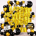 2026 New Years Eve Party Supplies Set, New Year Decorations 2026, Gold Black Party Balloons Supplies Happy New Years
