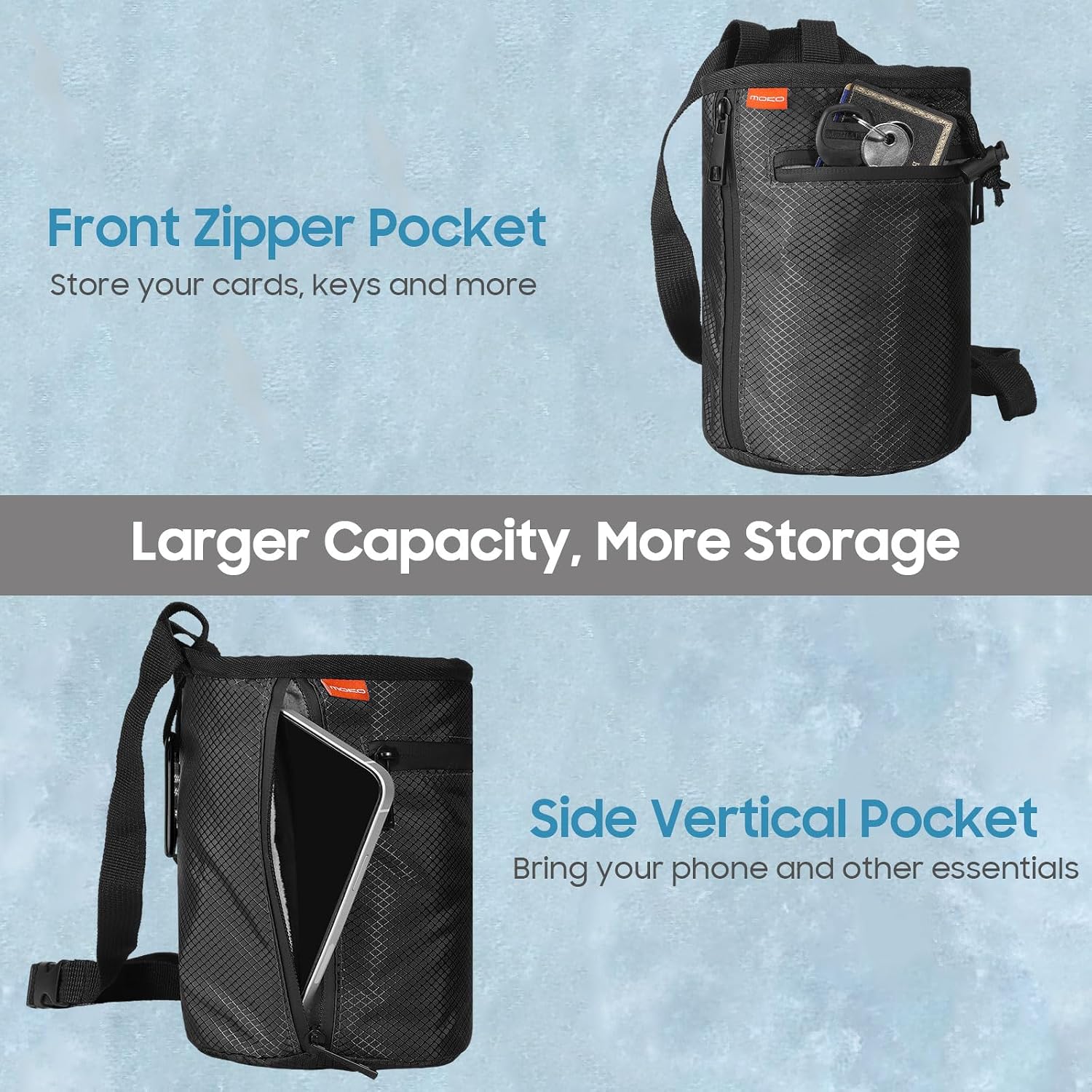 Rock Climbing Chalk Bag, Bouldering Chalk Pot Bucket with Adjustable Belt & Carabiner Drawstring Climbing Gear for