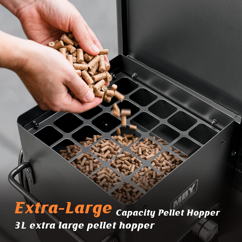 Electric Pellet Smoker with Rainproof Cover, Vertical Wood Pellet Smoker Grill With Meat Probe LED Display