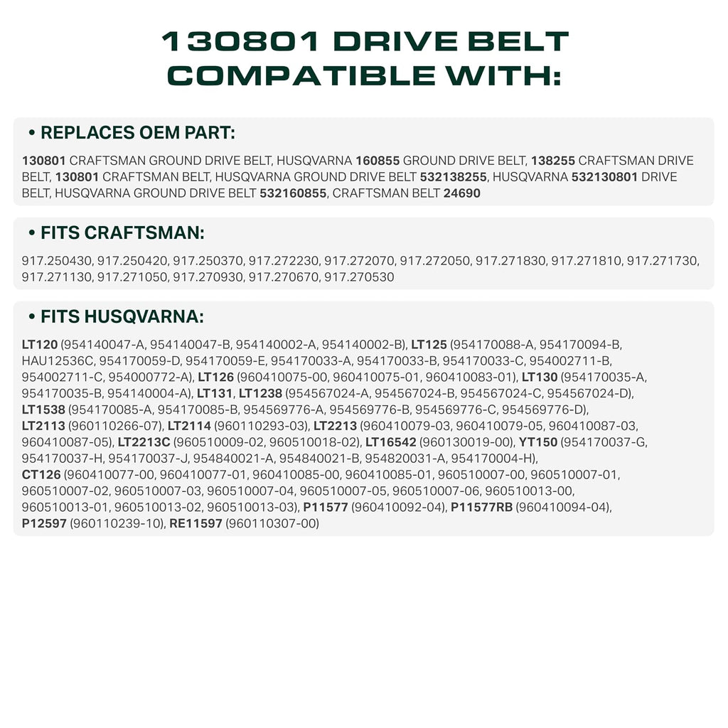 UDC Parts 130801 Ground Drive Belt Craftsman Replacement, 1/2" x 95.25"