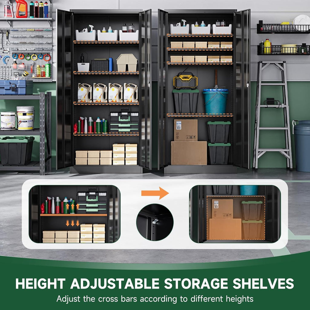 Metal Garage Storage Cabinets with Lock Door and Adjustable Shelves, Steel Tool Cabinets for Home,Office,Warehouse