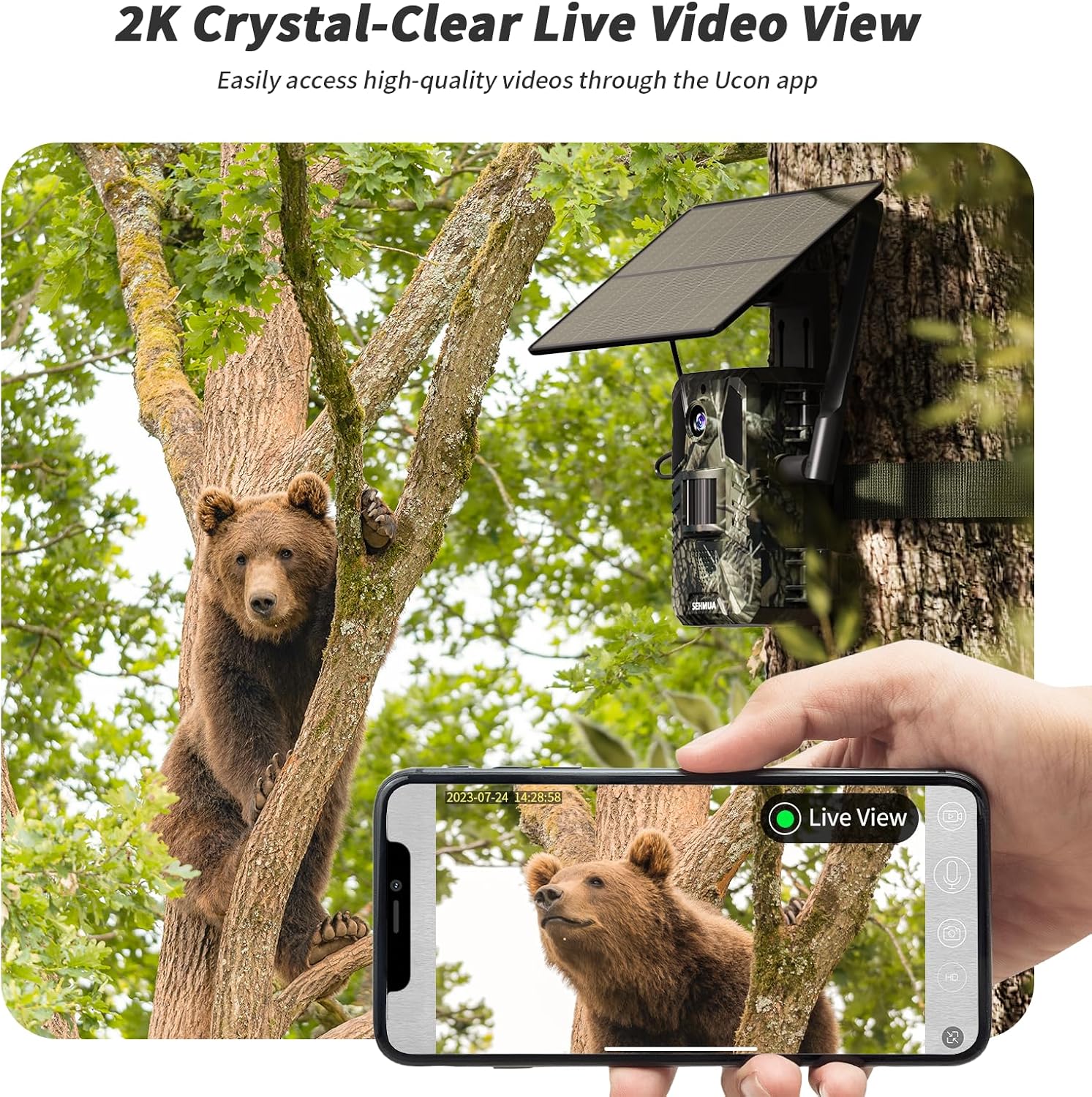 Trail Camera, 2K HD Live Streaming Game Camera AI Animal Detection | 4G LTE Cellular Trail Camera Built-in SIM