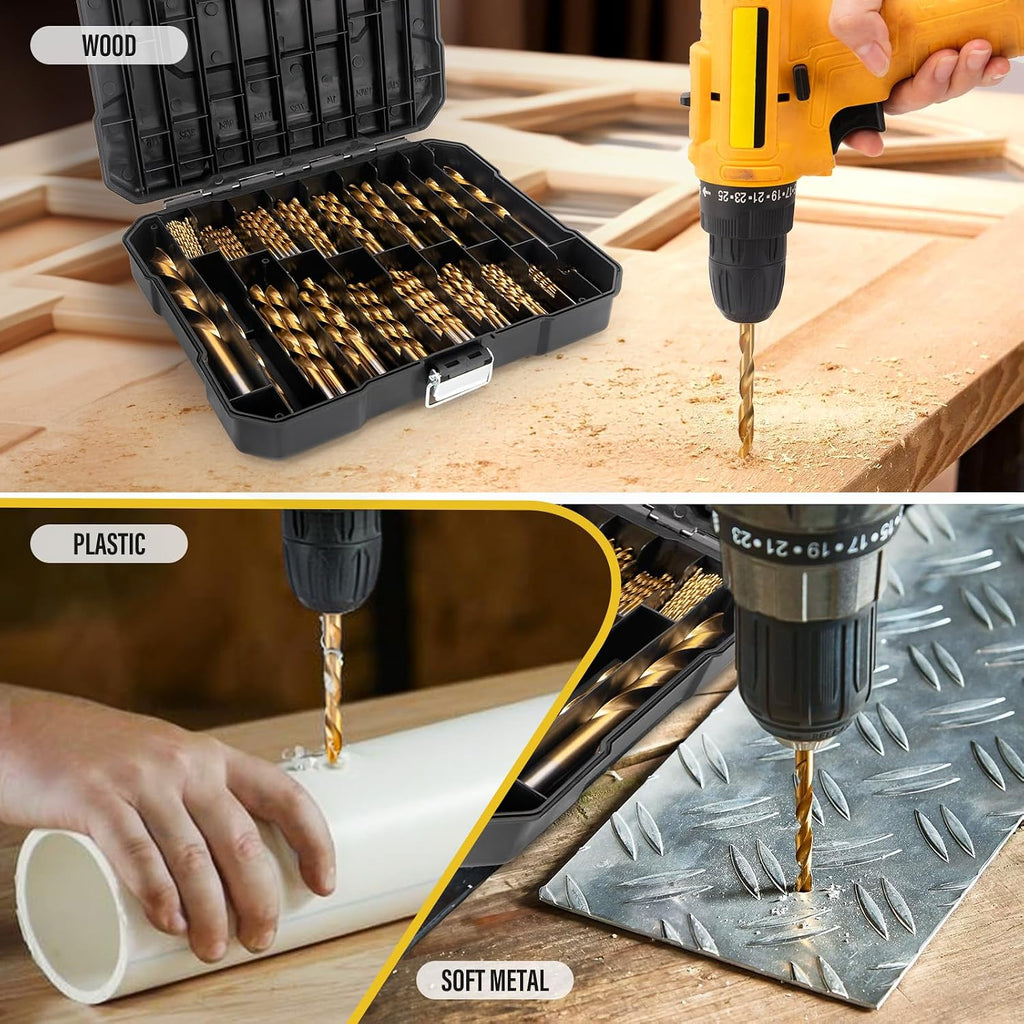 230 Pcs Cobalt Drill Bit Set, 135° Split Point, 3/64"-1/2"