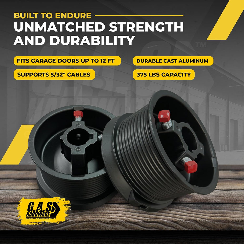 Garage Door Cable Drums Hardware Parts for Doors up to 12' Feet Door, Large Lift - Heavy Duty Long Lasting Drum for