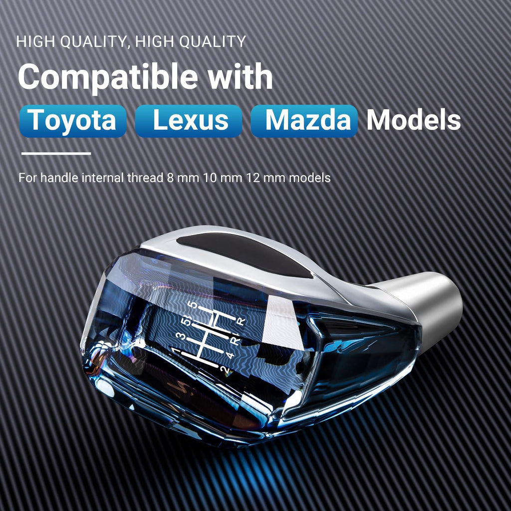 Crystal Shift knobs， Button LED Touch-Activated Illuminated Gearbox Shift Lever Compatible with Lexus Toyota Mazda