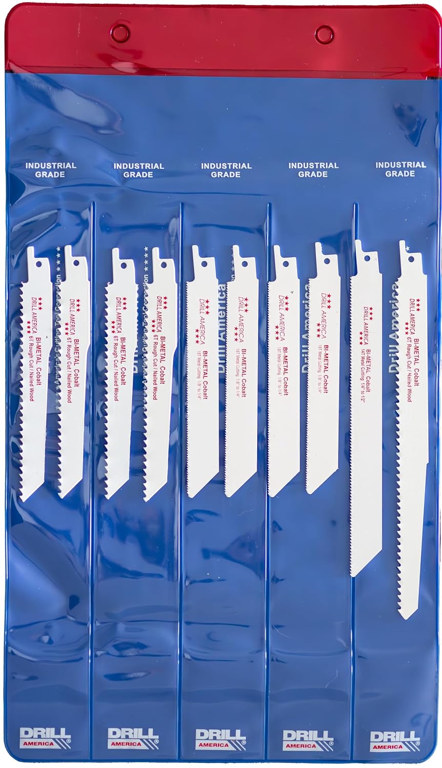 Drill America Bi-Metal Reciprocating Saw Blade Set (10 Piece Set)