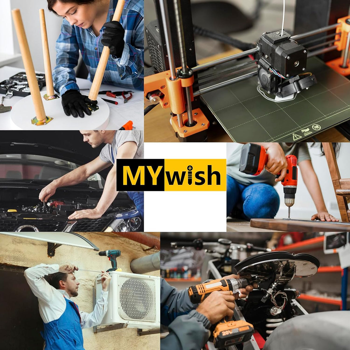 Mywish M10 x 25mm 30Pcs Silver Flat Head Hex Socket Cap Screws Bolts, 304 Stainless Steel Furniture Bolts Full Thread & Hex Spanner