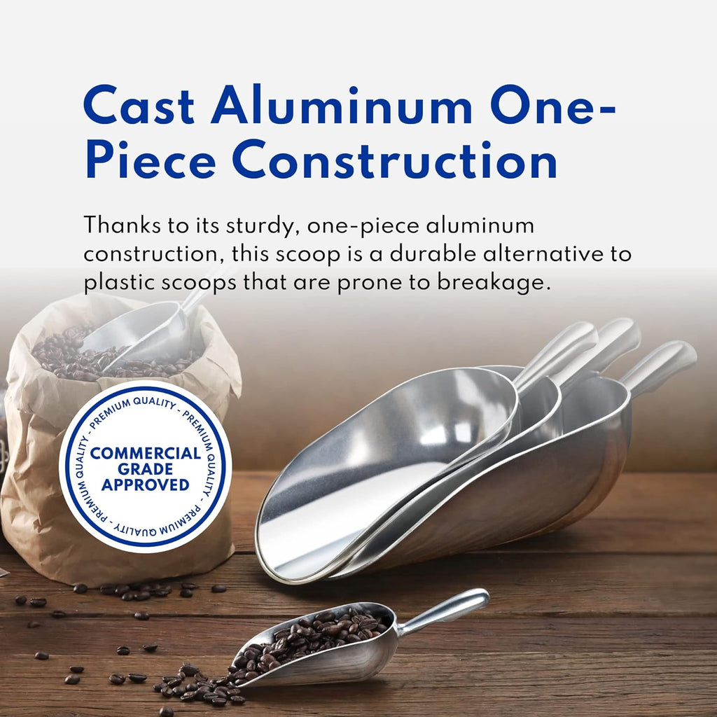 34547 Round Bottom Bar Ice Scoop, 24-Ounce, Silver