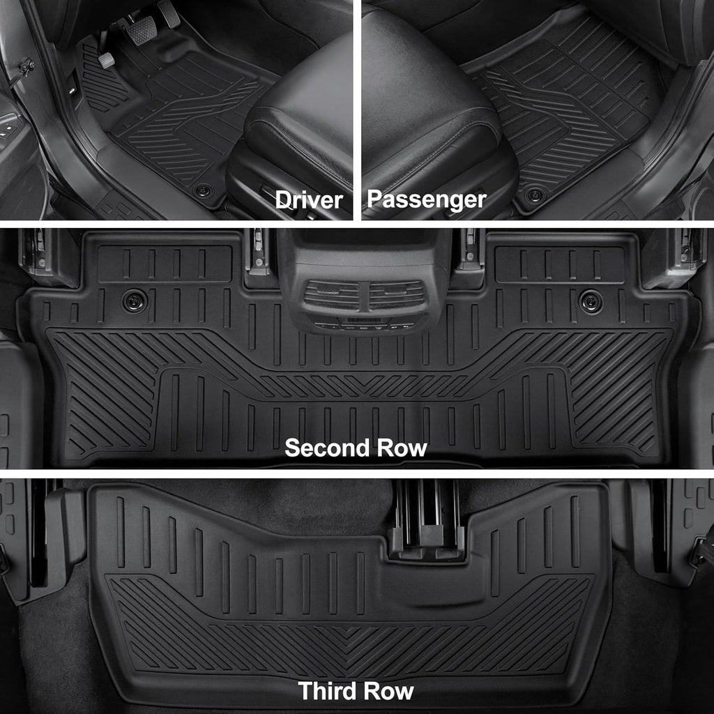 Floor Mats for 2016-2022 Honda Pilot 8 Passengers (No Elite Models), Cargo Mat with Backrest Mat All Weather