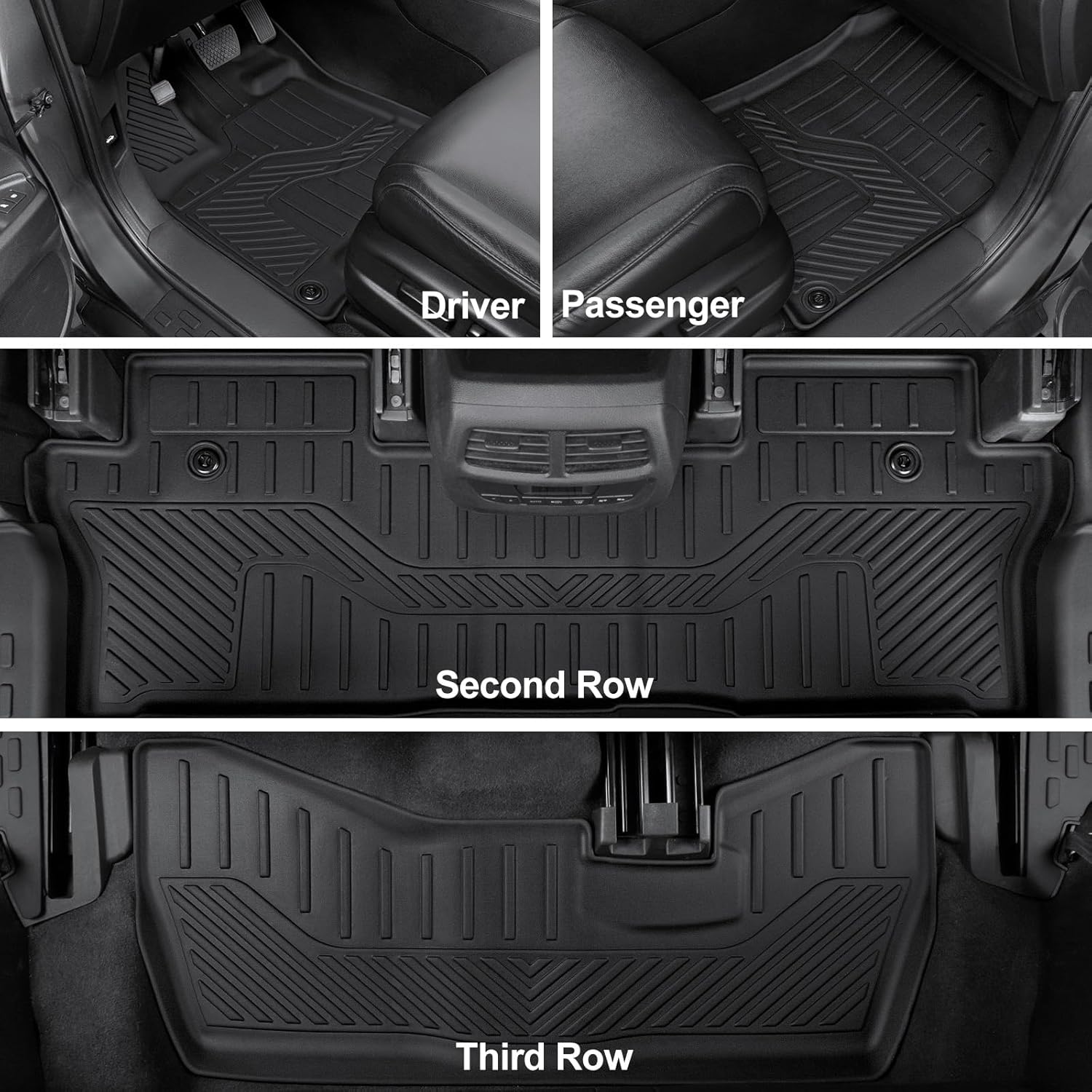 Floor Mats for 2016-2022 Honda Pilot 8 Passengers (No Elite Models), Cargo Mat with Backrest Mat All Weather