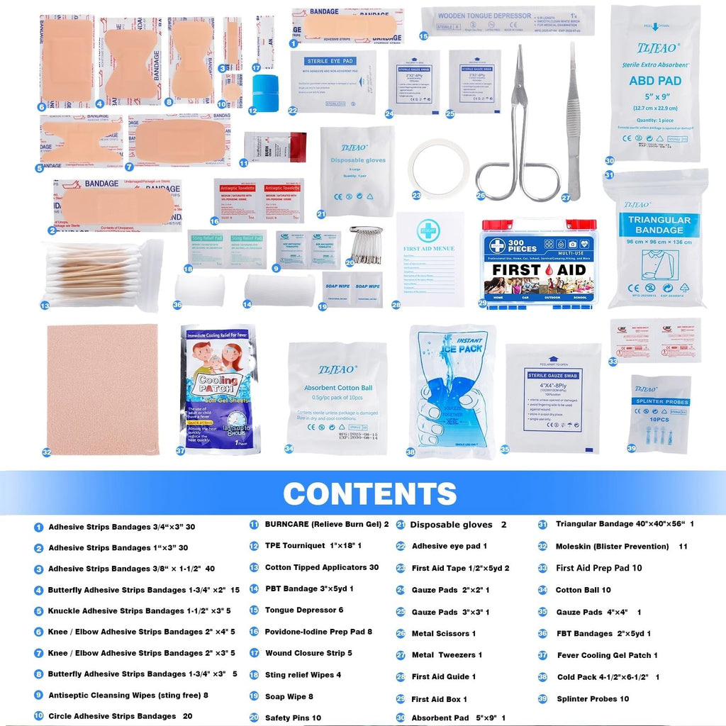 300 Piece Professional First Aid Kit, Navy Blue