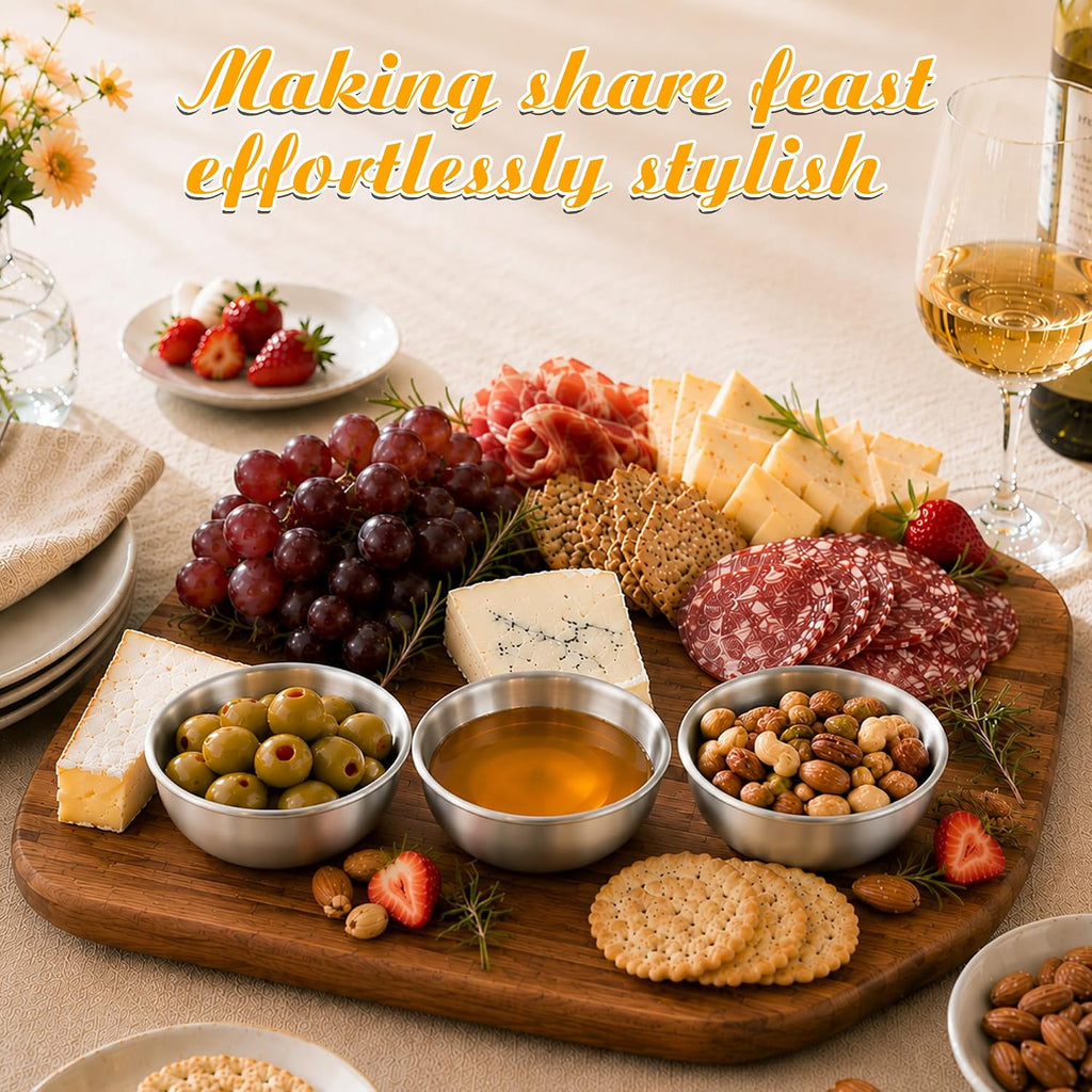 Stainless Steel Small Dipping Bowls, 3.5oz, 8-Pack, Silver
