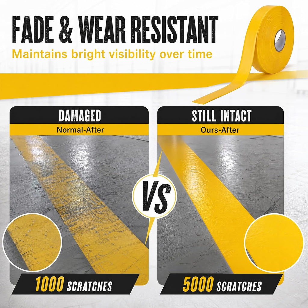 Floor Marking Tape 1.1mm Extra Thick, Yellow 2 Inch x 120 ft