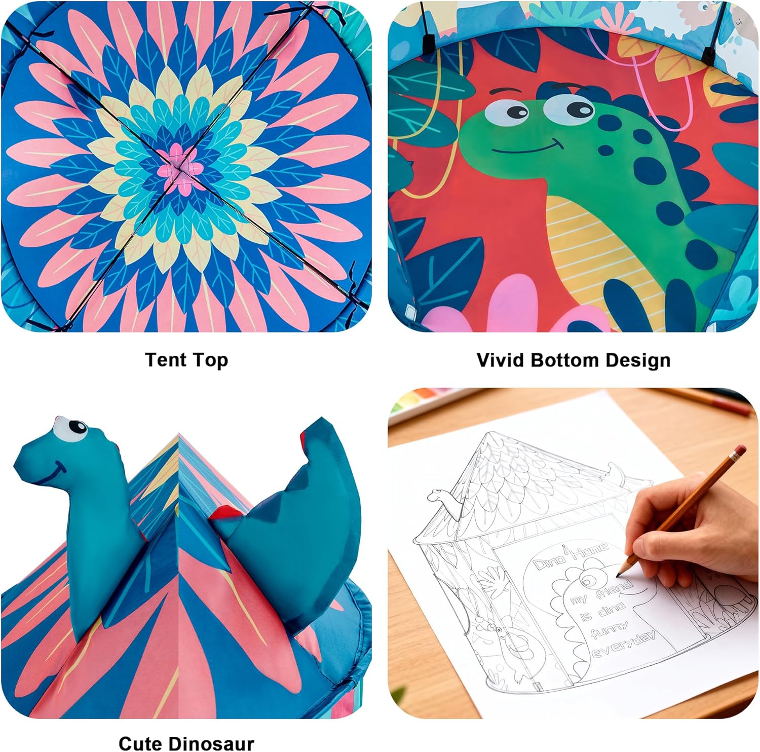 Dinosaur Kids Play Tent, Foldable Pop Up Tent Kids, Castle Kid Tent Indoor Outdoor Fun & Imagination, Toddler Tents