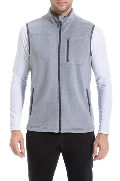 Men's Full-zip Polar Fleece Vest Lightweight Sleeveless Jacket Light Grey Size Small
