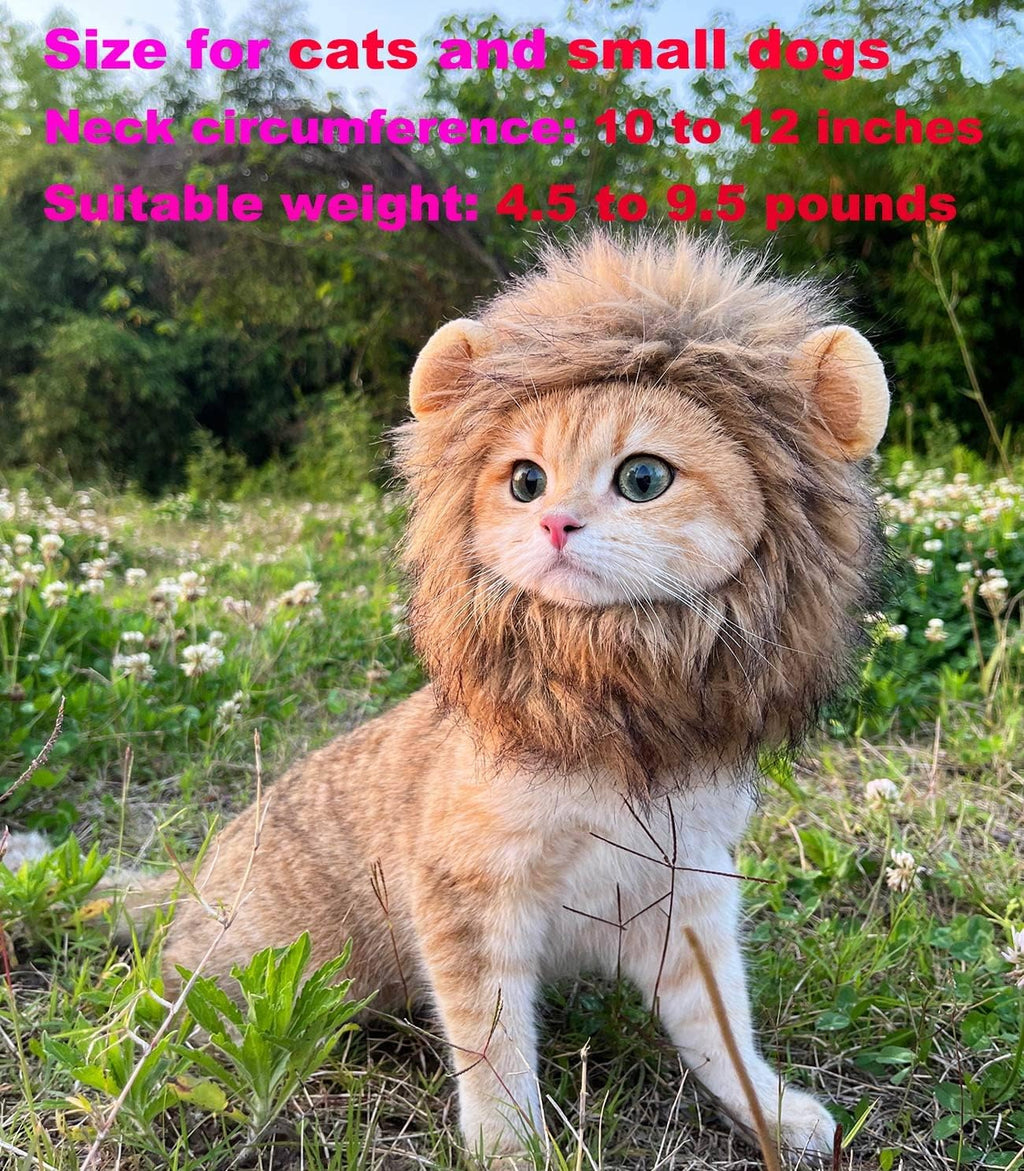 Lion Mane Wig for Cat Costume Pet Adjustable Washable Comfortable Fancy Lion Hair Cat Clothes Dress for Halloween