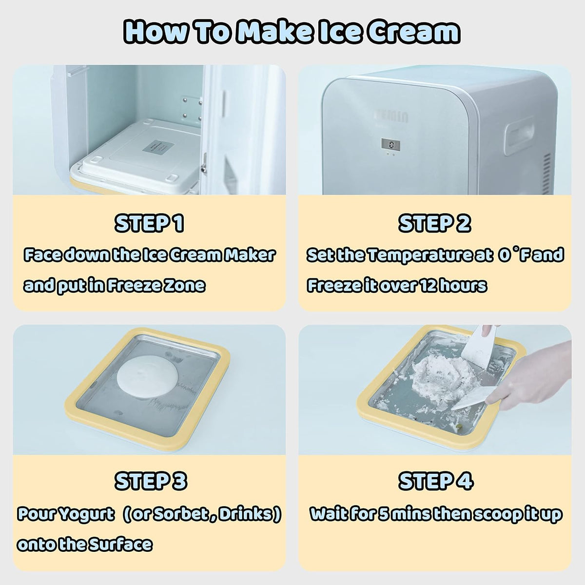 Ice Cream Roll Maker Rolled Ice Cream Machine, Sweet Spot Pan, Instant Cold Plate, Ideal for Making Rolled Ice Cream