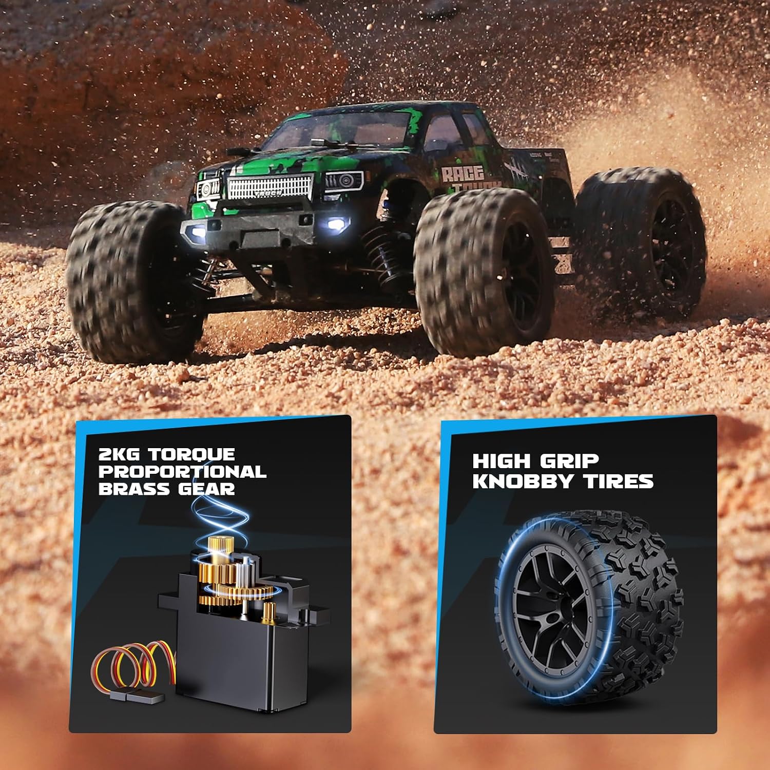 18859 1:18 Scale All Terrain RC Car, Hobby 4WD Remote Control Car | 2.4GHz Electric RC Vehicle 36 KPH High Speed 4X4