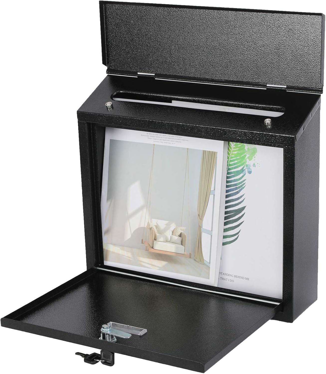 Mail Boxes with Key Lock,Locking Mailbox Wall Mounted,Security Mailbox with Lock and Key,Large Capacity,Steel Cover