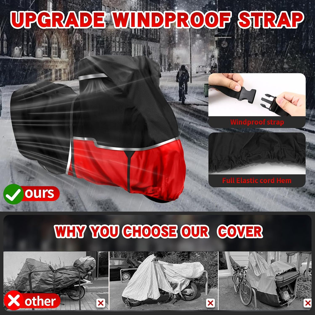 420D Waterproof Motorcycle Cover for Touring Models with Side Top Box