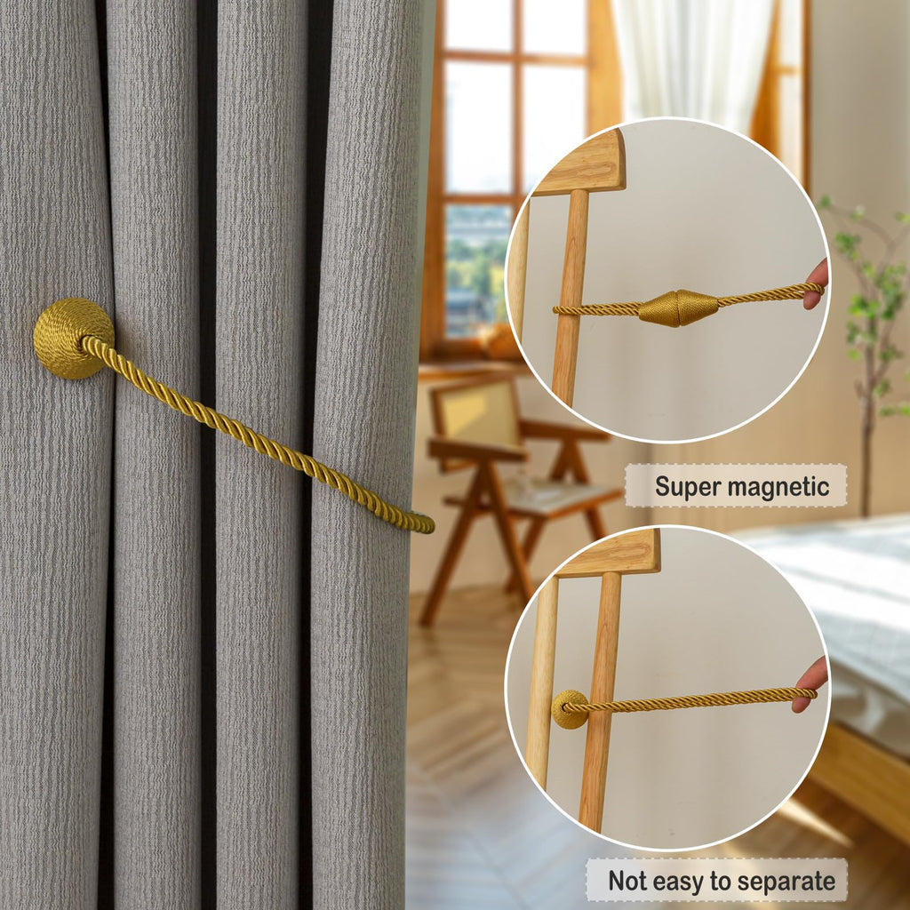Magnetic Curtain Tiebacks 6 Pack Outdoor Rope Curtain Tie Backs Decorative Window Treatment Holdbacks for Home