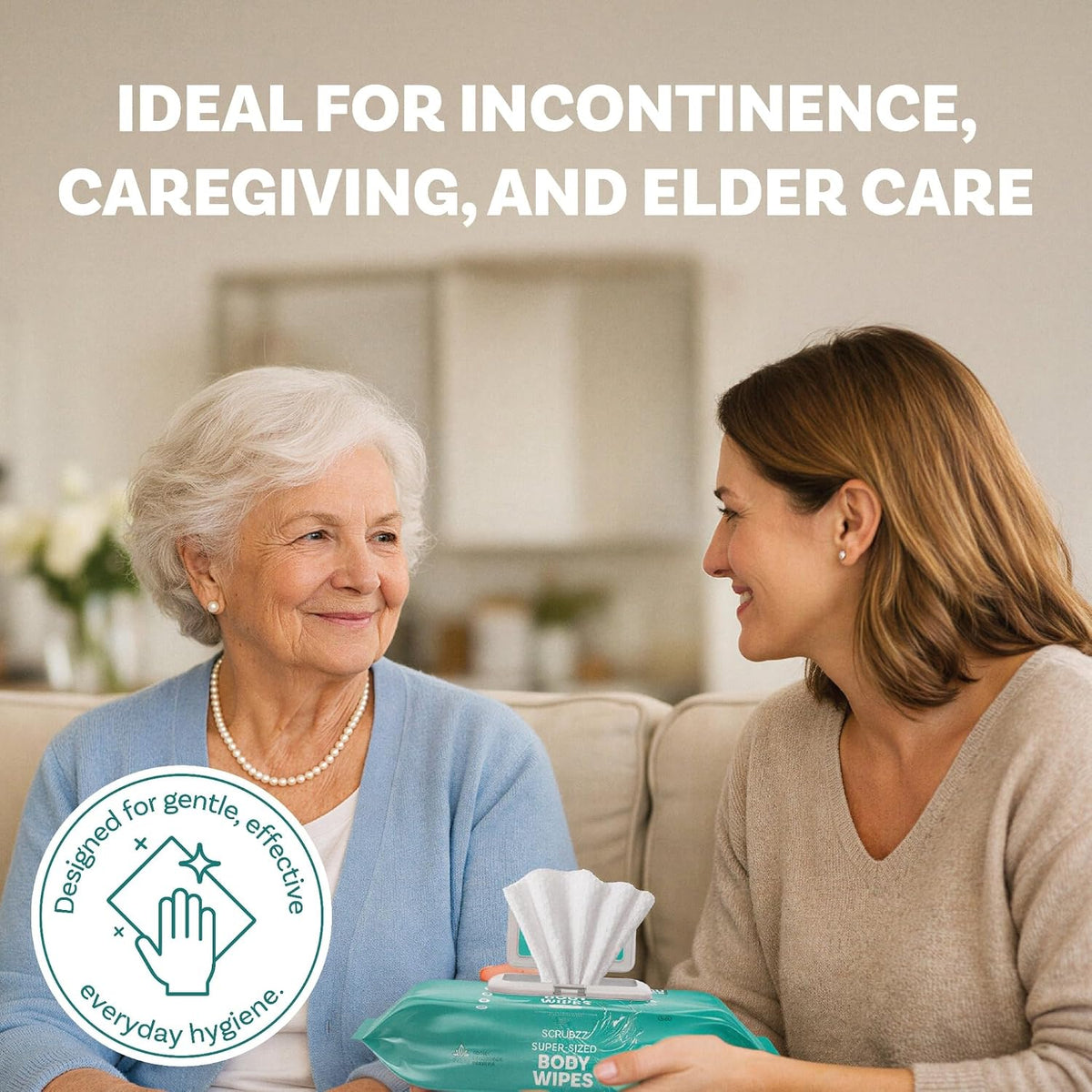 Adult Wipes for Elderly, Extra Large 8” x 12” – Thicker, Premium & Extra Moist No Rinse Whole Body Bathing &
