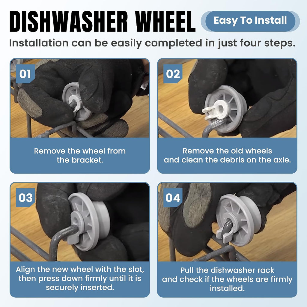 165314 Dishwasher Rack Wheels Fit for Bo-sch Ken-more,4 Pack