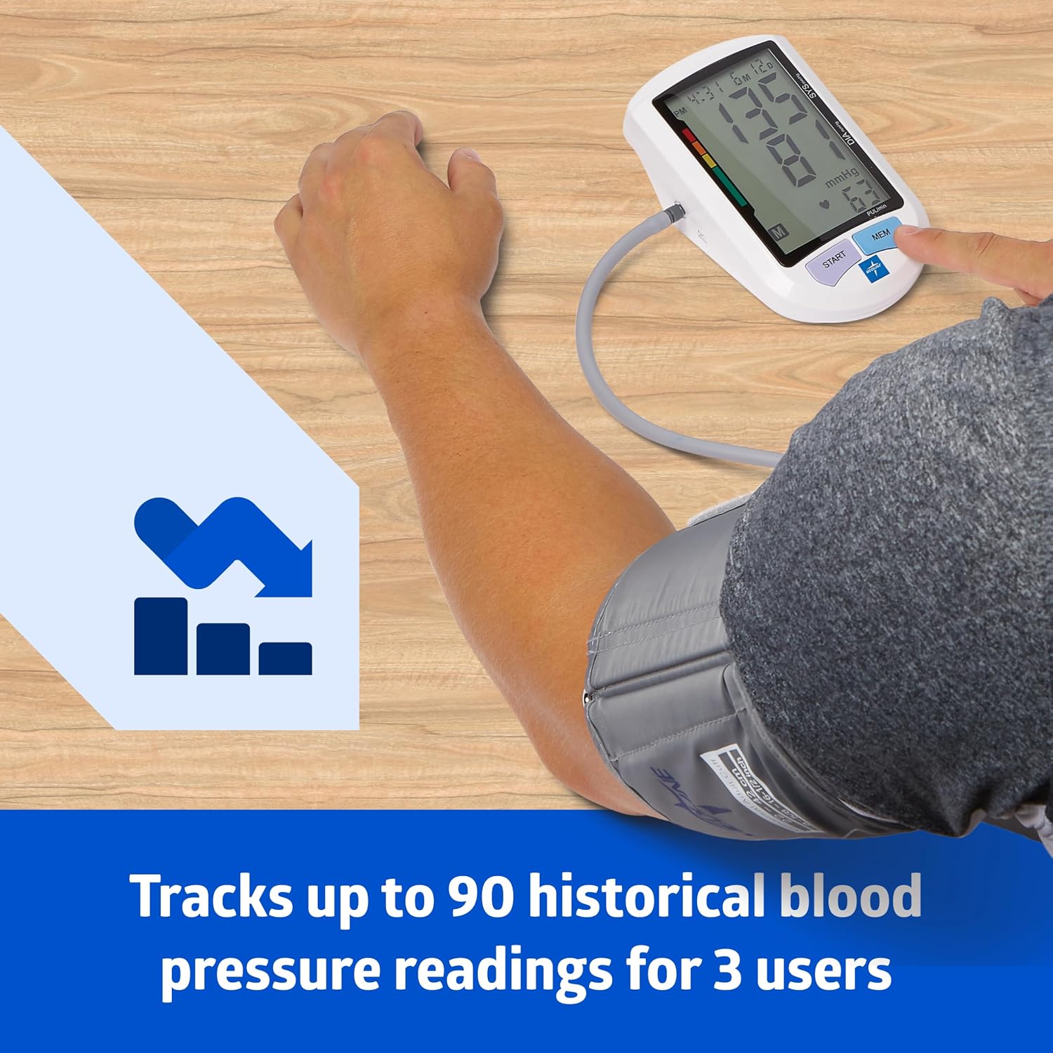 Plus Elite Automatic Digital Blood Pressure Monitor with Adult and Large Adult Cuffs, Digital LCD Display, Stores Up