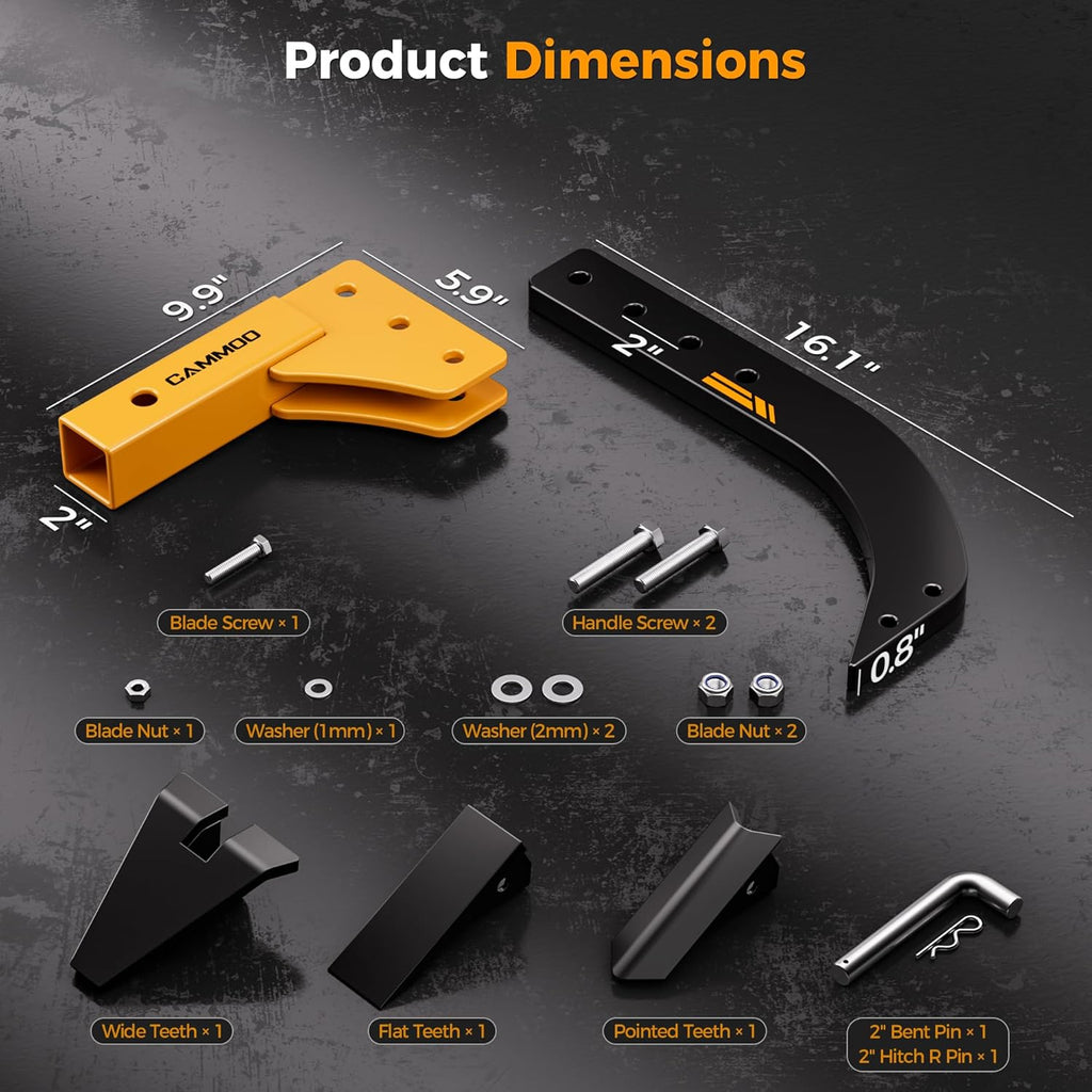 Hitch Mounted Trencher Ripper, Yellow | Alloy-Reinforced 2" Receiver, 3-in-1 Teeth Set, 3-Point Trench