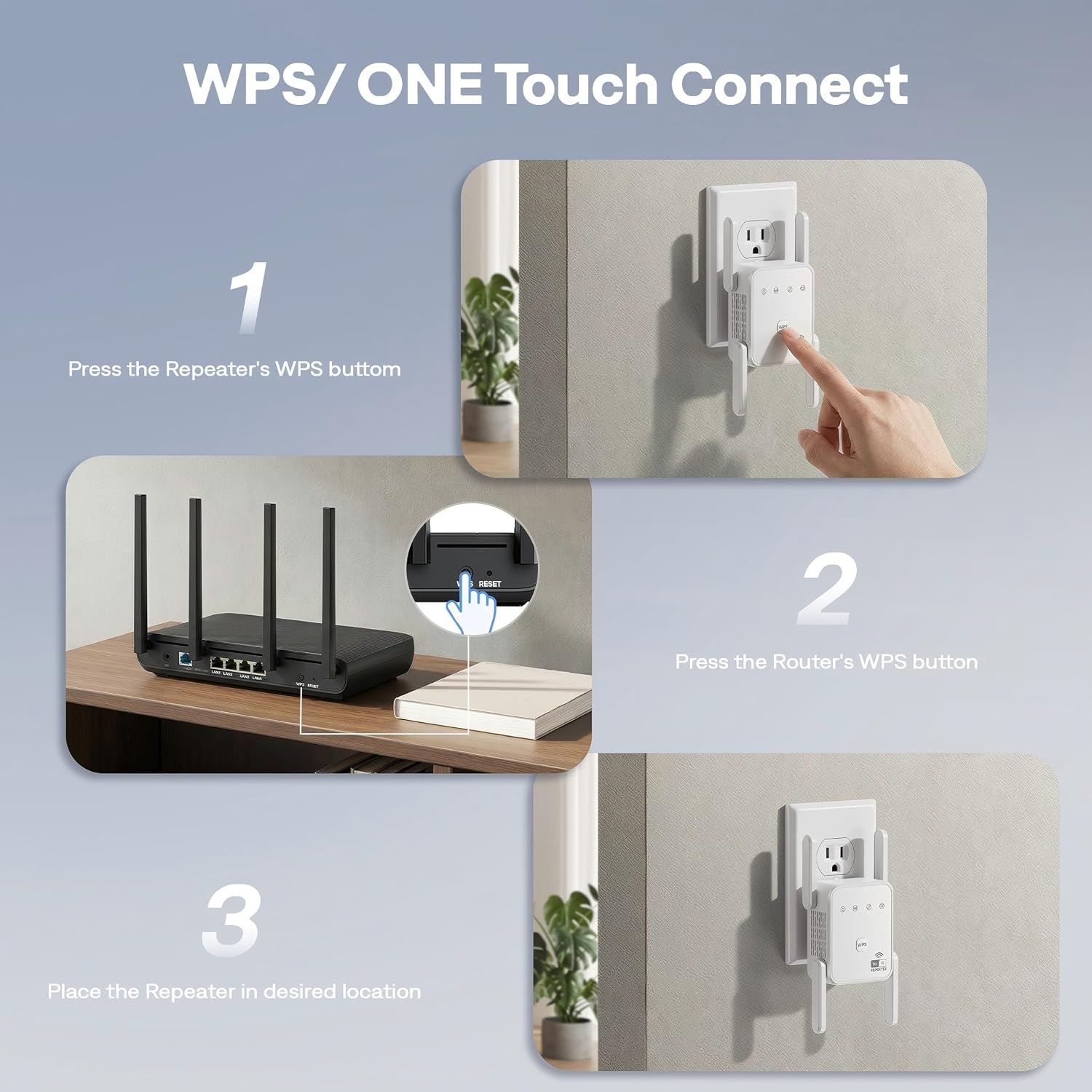 1200Mbps Dual Band WiFi Extender Signal Booster Covers Up to 3600 Sq.ft | Dual Band 5GHz/2.4GHz | Supports 80 devices